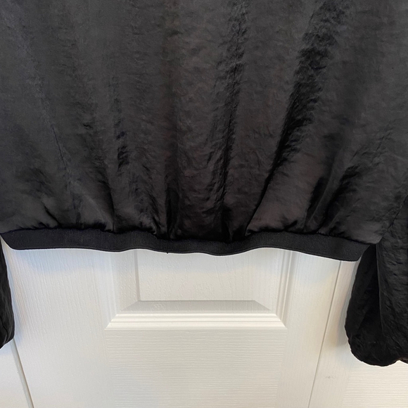 Zara bomber style pullover top floral embroidery black sheer cropped S - Picture 11 of 13